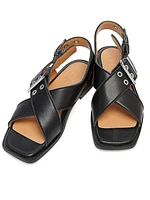 Buckle Cross-Strap Sandals