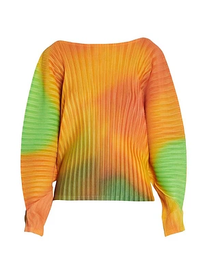 Melty Abstract Ribbed Long-Sleeve Top