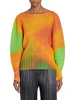 Melty Abstract Ribbed Long-Sleeve Top