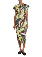 Tardivo Botanical Cap-Sleeve Midi-Dress