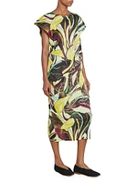 Tardivo Botanical Cap-Sleeve Midi-Dress