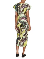 Tardivo Botanical Cap-Sleeve Midi-Dress