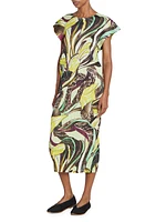 Tardivo Botanical Cap-Sleeve Midi-Dress