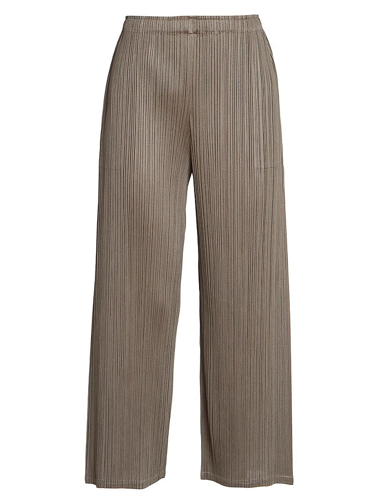 March Pleated Cropped Wide-Leg Pants