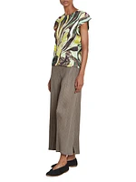 March Pleated Cropped Wide-Leg Pants