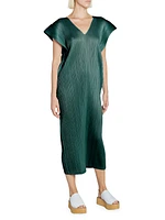 March Pleated Cap-Sleeve Midi-Dress