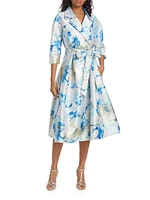 Belted Jacquard Midi-Dress