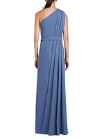 Bowie Belted One-Shoulder Column Gown