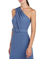 Bowie Belted One-Shoulder Column Gown