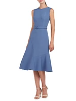 Janet Crepe Belted Midi-Dress