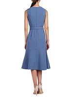 Janet Crepe Belted Midi-Dress