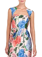 Henrietta Floral Mikado Midi-Dress