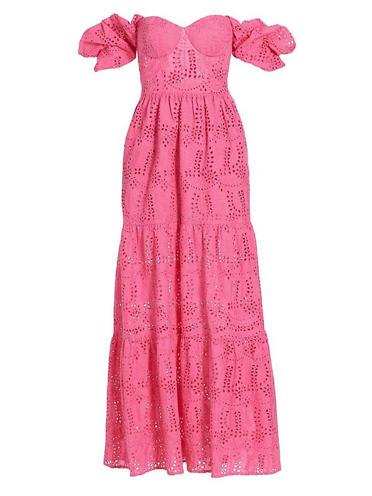 Young Love Eyelet Tiered Maxi Dress