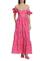 Young Love Eyelet Tiered Maxi Dress