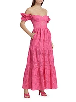 Young Love Eyelet Tiered Maxi Dress