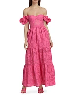 Young Love Eyelet Tiered Maxi Dress