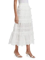 Charm Eyelet Cotton Tiered Midi Skirt