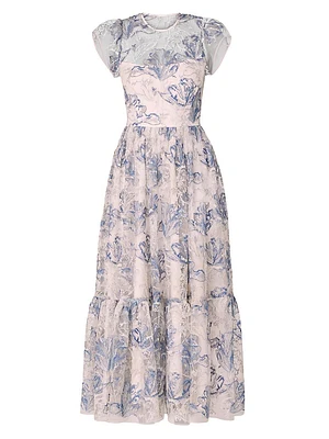 Josephina Floral Mesh Midi-Dress