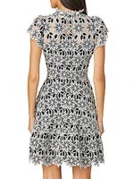 Maggie Floral-Embroidered Fit & Flare Mini-Dress