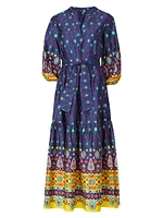 Clare Printed Puff-Sleeve Midi-Dress