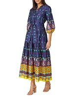 Clare Printed Puff-Sleeve Midi-Dress