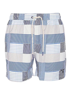 Patchwork Drawstring Swim Shorts