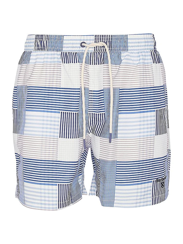 Patchwork Drawstring Swim Shorts