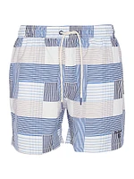 Patchwork Drawstring Swim Shorts