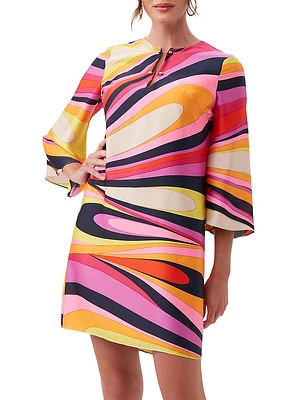 Nallia Psychedelic-Print Satin Shift Dress