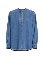 Collarless Denim Shirt