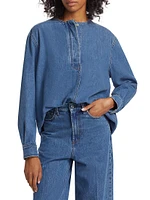 Collarless Denim Shirt