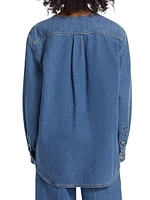 Collarless Denim Shirt