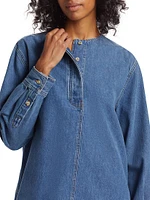 Collarless Denim Shirt