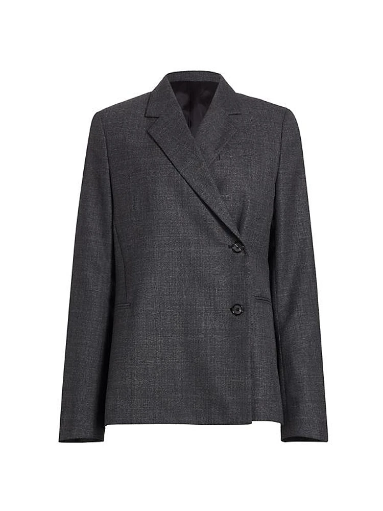 Wool-Blend Off-Center Wrap Blazer