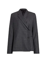 Wool-Blend Off-Center Wrap Blazer