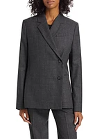 Wool-Blend Off-Center Wrap Blazer