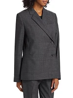 Wool-Blend Off-Center Wrap Blazer