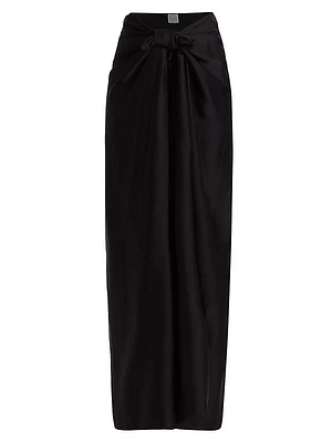 Satin Knotted Maxi Skirt