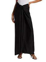 Satin Knotted Maxi Skirt