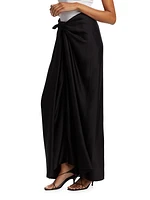 Satin Knotted Maxi Skirt