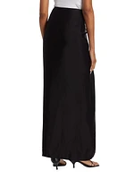 Satin Knotted Maxi Skirt