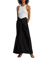 Satin Knotted Maxi Skirt