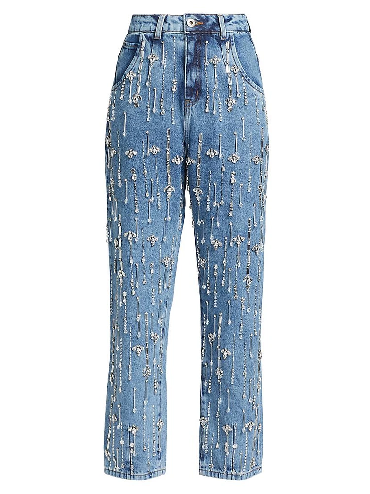 Rhinestone Beaded Jeans