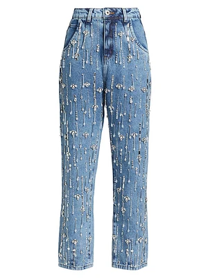 Rhinestone Beaded Jeans