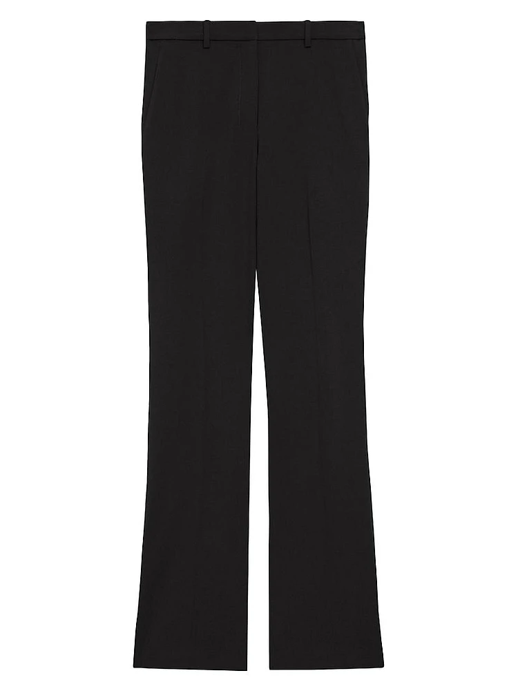 Stretch Wool Straight Full-Length Trousers