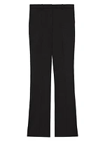 Stretch Wool Straight Full-Length Trousers