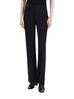 Stretch Wool Straight Full-Length Trousers