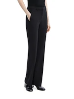 Stretch Wool Straight Full-Length Trousers