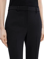 Stretch Wool Straight Full-Length Trousers