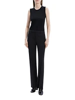 Stretch Wool Straight Full-Length Trousers